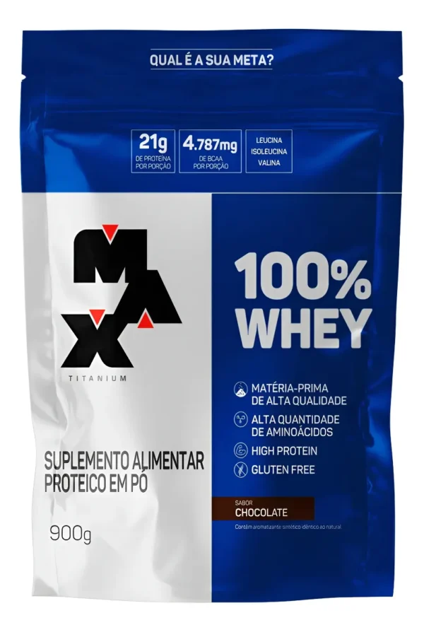 Whey Max Refil Whey Protein Concentrado Max Titanium 900g